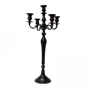 CANDELABRO NERO MATT H80 CM-5fuochi