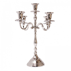 CANDELABRO NICKEL H40 CM -5fuochi