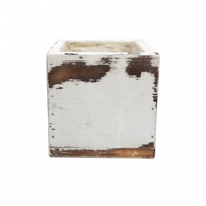 CASSETTA LEGNO 14X14XH14cm - bianco