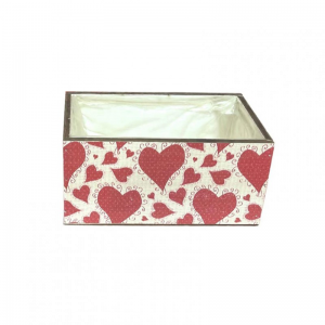 CASSETTA LEGNO DEC. CUORI 26x16 H12 cm