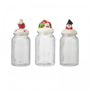 BARATTOLO VETRO NATALE H26 cm 3 mod.