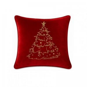 CUSCINO XMAS TREE 47X47 VELLUTO-rosso