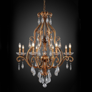 LAMPADARIO 8LUCI D85 H120 cm BRASS ANTIQ