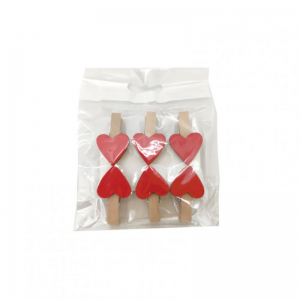 MOLLETTE CUORE LEGNO 2,3X4cm 6pz