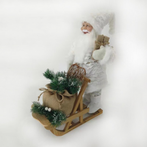 BABBO NATALE H45 c/slitta - white