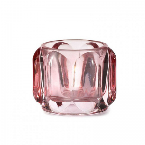 PORTACANDELA VETRO D8,4 H6,5cm-rosa