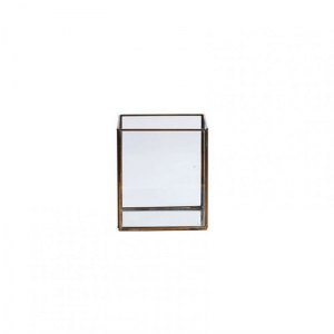 LANTERNA VETRO 18,5X18,5 H21 -brass gold
