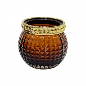 PORTACANDELA BORDO ORO D8 H10 -marrone