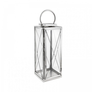 LANTERNA VETRO/ACCIAIO D25,5 H68,5 cm