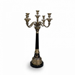 CANDELABRO ALLU/MARMO H80-5fuochi -nero