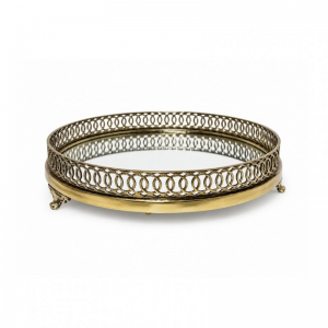 VASSOIO ALLUMINIO E SPECCHIO D34 H7,5CM