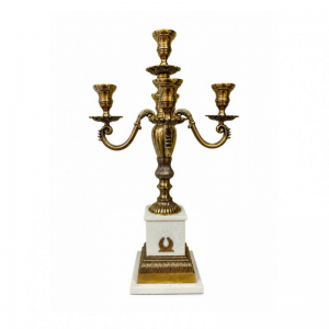CANDELABRO ALLU/MARMO H80-5fuochi-bianco