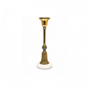 CANDELABRO ALLU/MARMO D9,5 H29CM -bianco