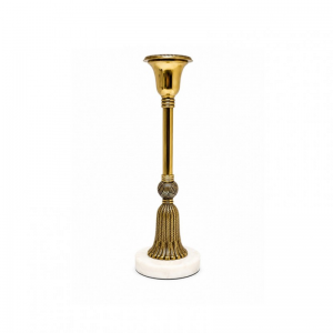 CANDELABRO ALLU/MARMO D10,5 H32CM-bianco