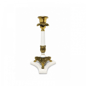 CANDELABRO ALLU/MARMO H38CM -bianco