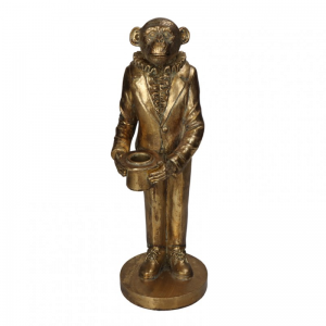 CANDELABRO SCIMMIA RESINA 11X11 H35-gold