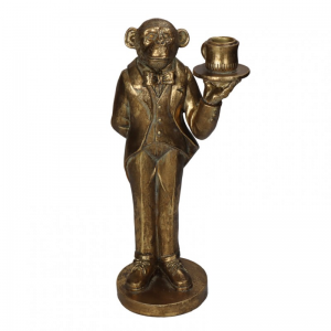 CANDELABRO SCIMMIA RESINA 16X11 H34-gold