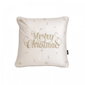 CUSCINO MERRY CHRIST.47X47 VELLUTO-panna