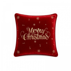 CUSCINO MERRY CHRIST.47X47 VELLUTO-rosso