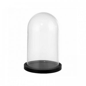 CAMPANA VETRO C/BASE NERA D14 H21 CM