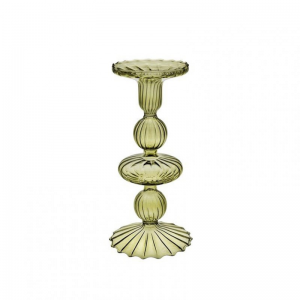 CANDELABRO VETRO D9 H22cm - oliva