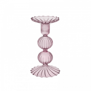 CANDELABRO VETRO D9 H16,5cm - lilla