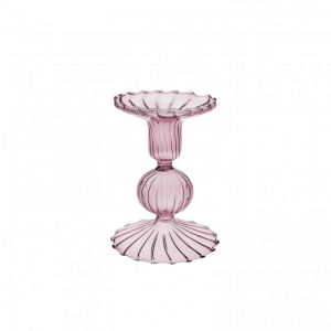 CANDELABRO VETRO D9 H10,5cm - lilla