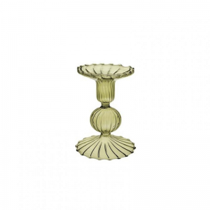 CANDELABRO VETRO D9 H10,5cm - oliva