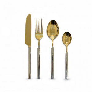 POSATE S/4PZ bicolore oro/argento lucido