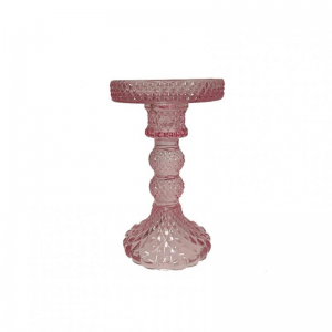 CANDELABRO VETRO D8,8 H14,3 - rosa
