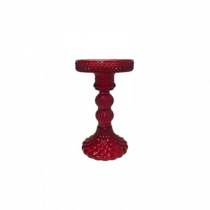 CANDELABRO VETRO D8,8 H14,3 - rosso