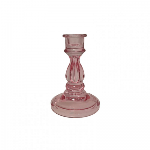 CANDELABRO VETRO D10 H14 - rosa
