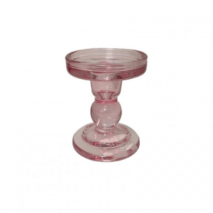 CANDELABRO VETRO D8,5 H10,8 - rosa