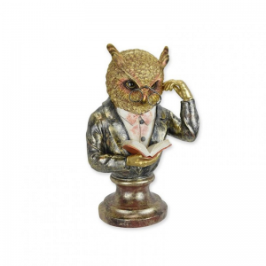 BUSTO GUFO RESINA 22X19 H35