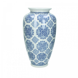 VASO PORCELLANA 18X18XH36cm - blue