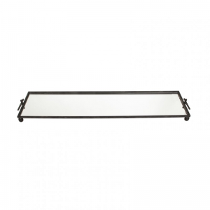 VASSOIO METALLO/VETRO 153X35 H11cm -nero