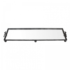 VASSOIO METALLO/VETRO 119,5X31 H11cm-ner