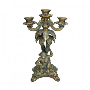 CANDELABRO 3fuochi SCIMMIA RES. H41-gold