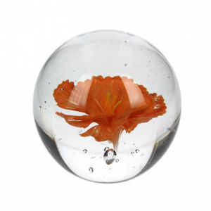 SFERA VETRO D10CM fiore arancio