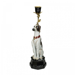 CANDELABRO CANE CER. 10X10XH34 cm -white