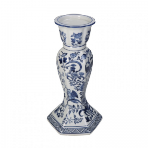 CANDELABRO PORCELLANA 15,5XH28,5cm -blue