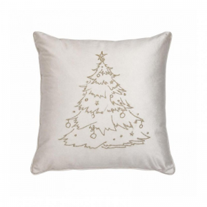 CUSCINO XMAS TREE 47X47 VELLUTO-panna