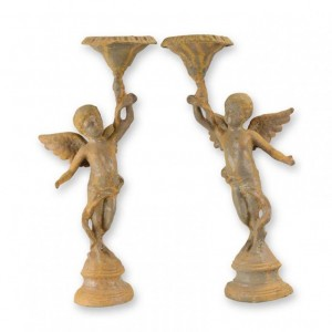 CANDELABRO PUTTO GHISA H37,9cm 2MOD.ASS